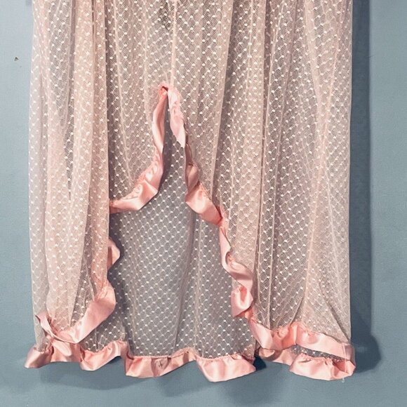 NWT Sheer Mesh Pink Babydoll Chemise Women Medium Ruffle Fairy Y2K Coquette - Picture 6 of 14